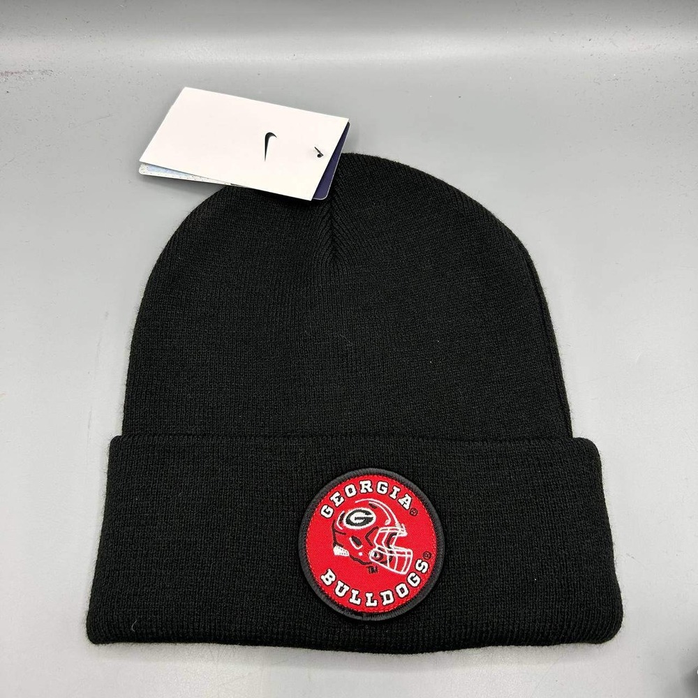 Nike Georgia Bulldogs NCAA Hat Men Black Cuffed Beanie Cap New
